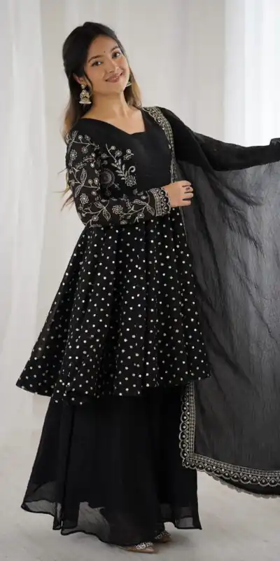 ZSR 3134 Black Crunchy Silk Salwar Suit Perfect for Wedding, Party, Sangeet, Anniversary, Housewarming Introductory Price ₹2399. Delivery 4-6 | Casual Suits, Jump Suits, Salwar suit, Creative suits, Designer Suits, Palazzo Suits, Party Wear Suits, Patiala Suits, Straight Suits