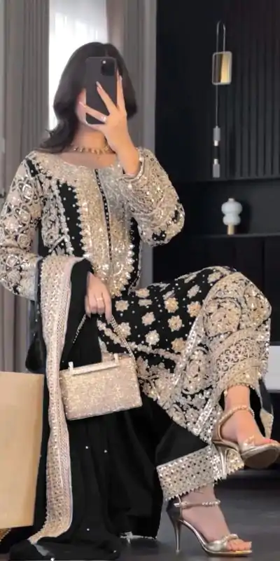 SR 1654 Maroon in Faux Georgette With Heavy Embroidery Sequence Work Wedding, Party, Festive, Events Special 4-6 Working Days At 2599/- Only | Casual Suits, Jump Suits, Salwar suit, Creative suits, Designer Suits, Palazzo Suits, Party Wear Suits, Patiala Suits, Straight Suits