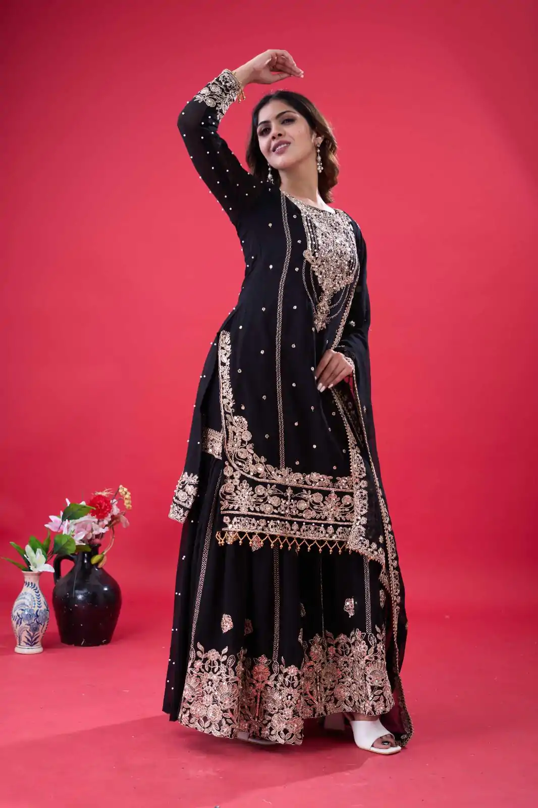 SR 1688 Black Faux Georgette with Lace Work & Embroidery Work. Salwar Suit Introductory Price ₹1949. Delivery 4-6 Working Days. Shop now. | Jump Suits, Salwar suit, Casual Suits, Creative suits, Designer Suits, Palazzo Suits, Party Wear Suits, Patiala Suits, Straight Suits