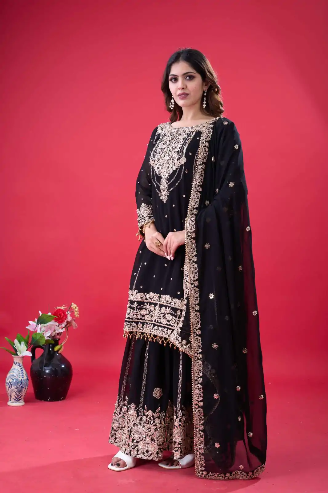 SR 1688 Black Faux Georgette with Lace Work & Embroidery Work. Salwar Suit Introductory Price ₹1949. Delivery 4-6 Working Days. Shop now. | Jump Suits, Salwar suit, Casual Suits, Creative suits, Designer Suits, Palazzo Suits, Party Wear Suits, Patiala Suits, Straight Suits