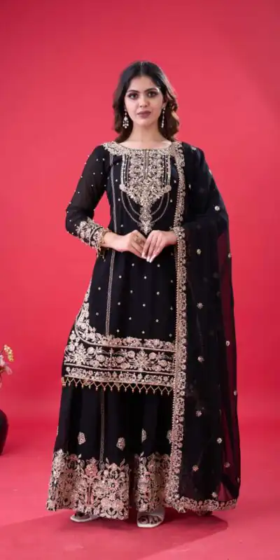 SR 1688 Black Faux Georgette with Lace Work & Embroidery Work. Salwar Suit Introductory Price ₹1949. Delivery 4-6 Working Days. Shop now. | Jump Suits, Salwar suit, Casual Suits, Creative suits, Designer Suits, Palazzo Suits, Party Wear Suits, Patiala Suits, Straight Suits
