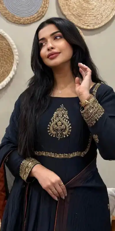 ZSR 3143 Black Heavy Fox Georgette With Embroidery Sequence Work Gown Perfect for Wedding, Party, Traditional Day, Diwali, Temple Visit At 1899 | Gowns, Bollywood Gowns, Creative Gowns, Designer Gowns, Embroidered Gowns, Party Wear Gowns