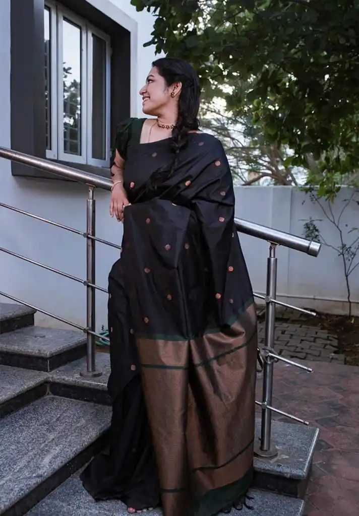 KP 5000 Black Soft Lichi Silk Saree with Designer Work. Wedding, Party, Festive, Events, Now at just ₹1249. Delivery 4-6 Working Days. Shop now. | Designer Sarees, Embroidered Sarees, Sarees, Bollywood Sarees, Creative Sarees, Ethnic Saree, Modern Digital sarees, Party Wear Sarees