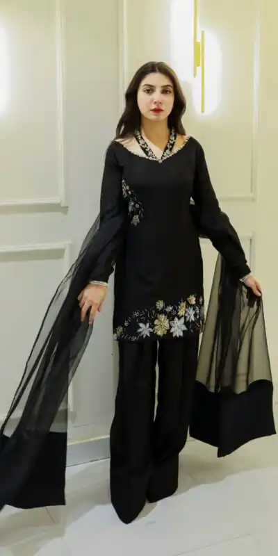 NSR 856 Black in Natural Crep Silk With Embroidery Sequence Work with Full Sleeve Lace Work & Lace Border Salwar Suit . Get it for ₹1799. Delivery 4-6 | Casual Suits, Jump Suits, Tops & Bottoms, Track Suits, Salwar suit, Creative suits, Designer Suits, Palazzo Suits, Party Wear Suits, Patiala Suits, Straight Suits, Trendy Wear