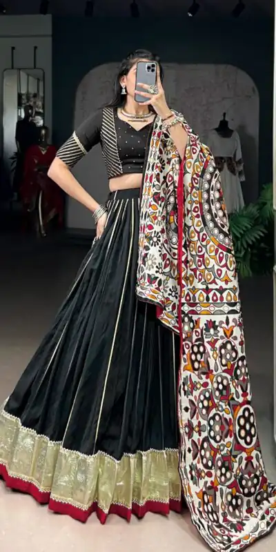 LNB 1658 Black Pure Chanderi with Zari Work & Gotta Patti Work Lehenga Choli . Introductory Price ₹3199. Delivery 4-6 Working Days. Shop now. | Lehenga, Bollywood Lehenga, Creative Lehenga, Designer Lehenga, Embroidered Lehenga, Party Wear Lehenga