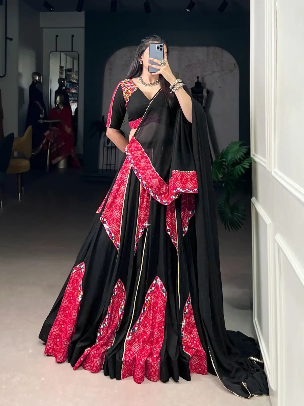 LNB 1683 Black Pure Rayon with Mirror Work & Gamthi Work Lehenga Choli . Introductory Price ₹3949. Delivery 4-6 Working Days. Shop now. | Lehenga, Bollywood Lehenga, Creative Lehenga, Designer Lehenga, Embroidered Lehenga, Party Wear Lehenga