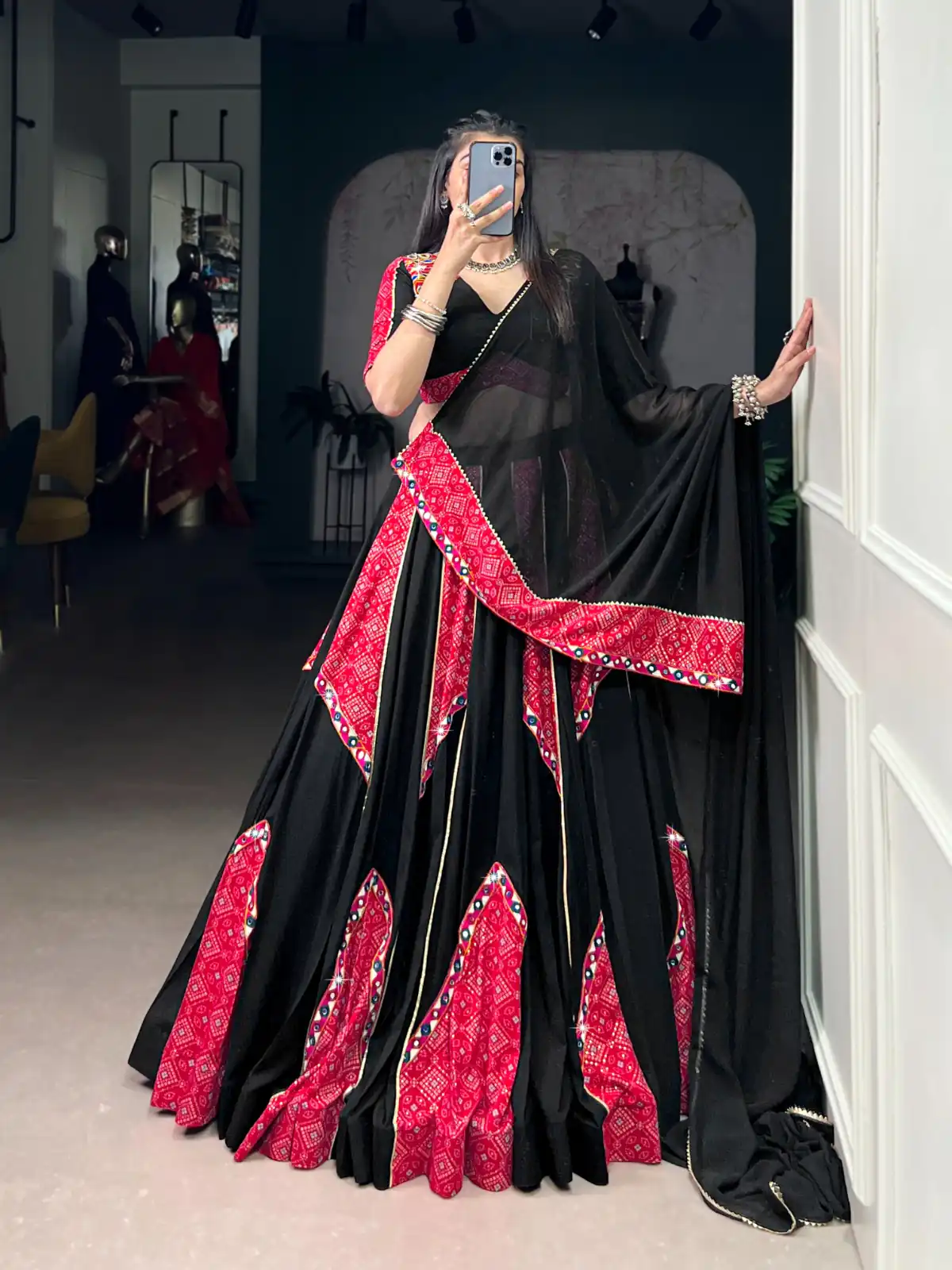 LNB 1683 Black Pure Rayon with Mirror Work & Gamthi Work Lehenga Choli . Introductory Price ₹3949. Delivery 4-6 Working Days. Shop now. | Lehenga, Bollywood Lehenga, Creative Lehenga, Designer Lehenga, Embroidered Lehenga, Party Wear Lehenga
