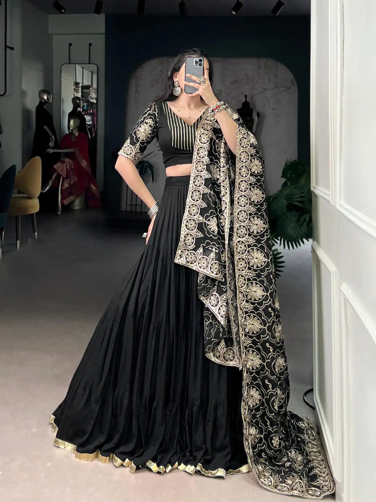 LNB 1691 Black Pure Rayon With Zari Work & Embroidery Work Lehenga Choli . Now at just ₹3699. Delivery 4-6 Working Days. Shop now. | Lehenga, Bollywood Lehenga, Creative Lehenga, Designer Lehenga, Embroidered Lehenga, Party Wear Lehenga