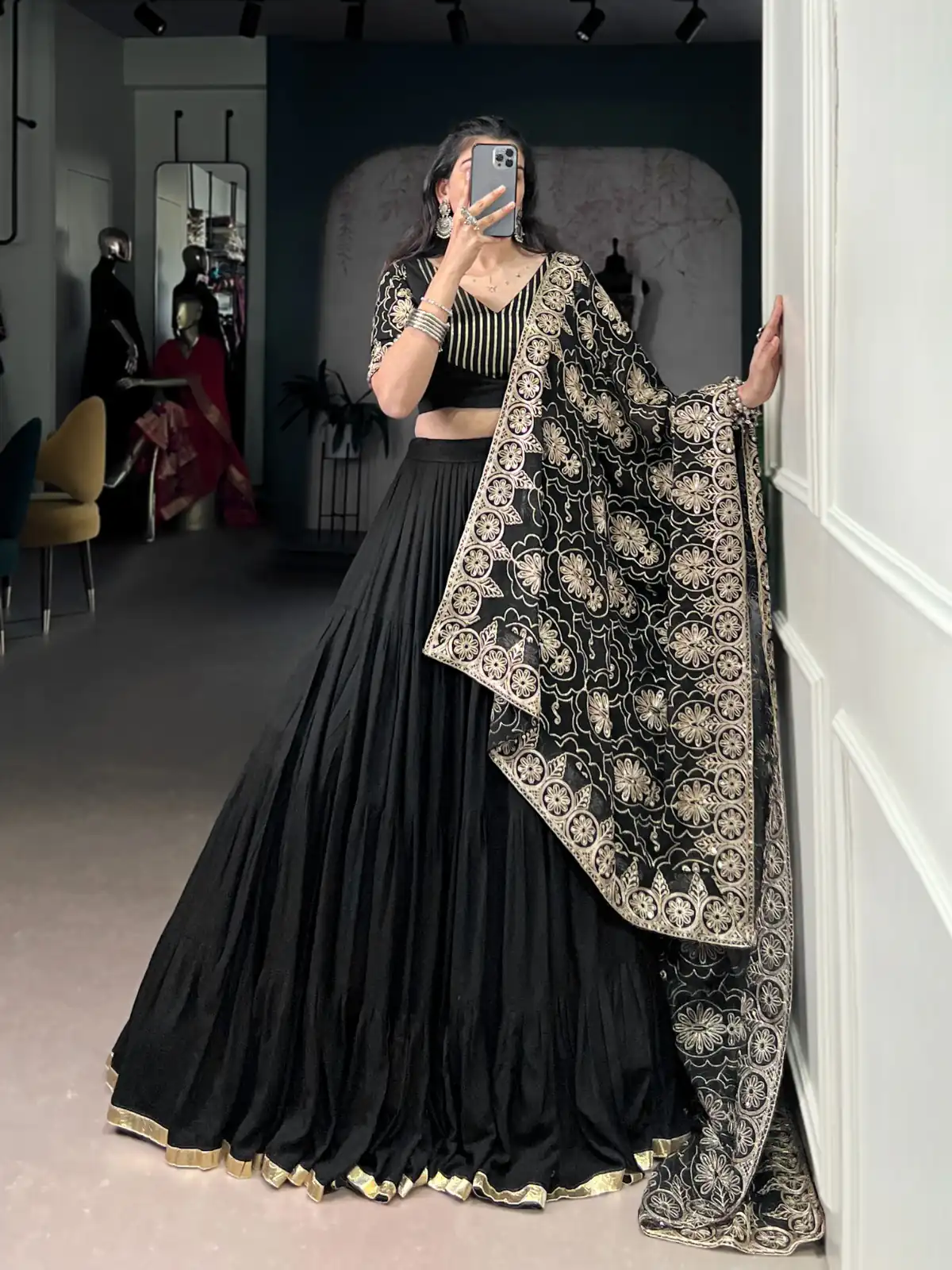 LNB 1691 Black Pure Rayon With Zari Work & Embroidery Work Lehenga Choli . Now at just ₹3699. Delivery 4-6 Working Days. Shop now. | Lehenga, Bollywood Lehenga, Creative Lehenga, Designer Lehenga, Embroidered Lehenga, Party Wear Lehenga