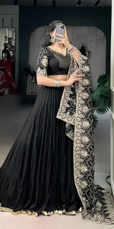 LNB 1691 Black Pure Rayon With Zari Work & Embroidery Work Lehenga Choli . Now at just ₹3699. Delivery 4-6 Working Days. Shop now. | Lehenga, Bollywood Lehenga, Creative Lehenga, Designer Lehenga, Embroidered Lehenga, Party Wear Lehenga