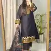 Black Roman Silk With Embroidery Salwar Suit