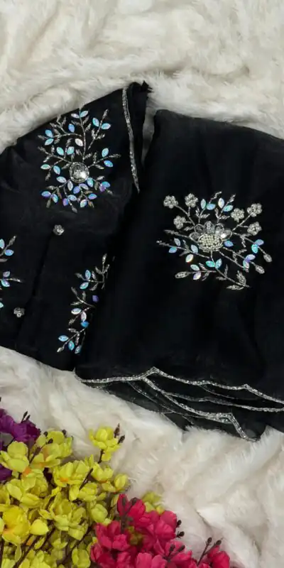 AC JIYA Black Soft Jimmy Chuu with Lace Border & Lace Work Saree . Available at ₹3049 only. Delivery 4-6 Working Days. Shop now. | Designer Sarees, Embroidered Sarees, Sarees, Bollywood Sarees, Creative Sarees, Ethnic Saree, Modern Digital sarees, Party Wear Sarees