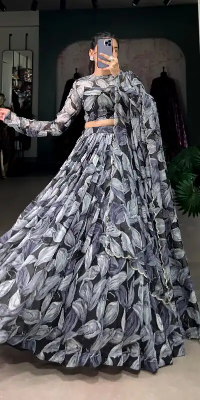 LNB 1027 Black Color Tabby Silk Lehenga Choli with Designer Work. Exclusive Offer ₹1999. Delivery 4-6 Working Days. Shop now. | Lehenga, Bollywood Lehenga, Creative Lehenga, Designer Lehenga, Embroidered Lehenga, Party Wear Lehenga