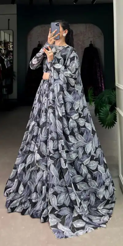 LNB 1027 Black Color Tabby Silk Lehenga Choli with Designer Work. Exclusive Offer ₹1999. Delivery 4-6 Working Days. Shop now. | Lehenga, Bollywood Lehenga, Creative Lehenga, Designer Lehenga, Embroidered Lehenga, Party Wear Lehenga