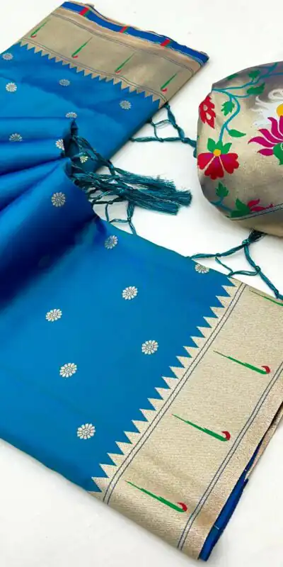 MB 150 Blue A Pethani silk Saree Perfect for Wedding, Party, Baisakhi, Reception, Traditional Day – . Affordable Price ₹2549. Delivery 4-6 Working | Designer Sarees, Embroidered Sarees, Sarees, Bollywood Sarees, Creative Sarees, Ethnic Saree, Modern Digital sarees, Party Wear Sarees