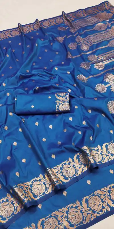 MB 171 Blue Banarasi Silk Saree Perfect for Wedding, Party, Holi, Pongal, Pooja –. Festive Deal ₹1849. Delivery 4-6 Working Days. Shop now. | Designer Sarees, Embroidered Sarees, Sarees, Bollywood Sarees, Creative Sarees, Ethnic Saree, Modern Digital sarees, Party Wear Sarees