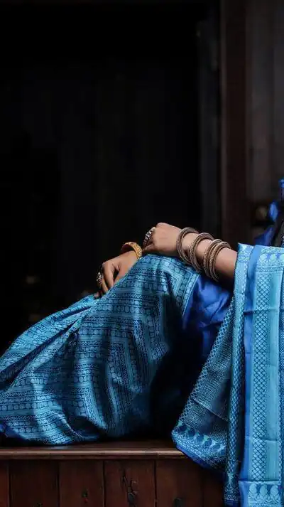 KP 2035 Blue Soft Lichi Silk Saree Perfect for Wedding, Party, Karwa Chauth, Pongal, Haldi . Available at ₹1399 only. Delivery 4-6 Working Days. | Designer Sarees, Embroidered Sarees, Sarees, Bollywood Sarees, Creative Sarees, Ethnic Saree, Modern Digital sarees, Party Wear Sarees