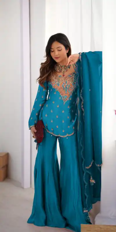 NSR 852 Blue Simar Silk With Embroidery Work with Full Sleeve Salwar Suit in . Now at just ₹2099. Delivery 4-6 Working Days. Shop n | Casual Suits, Jump Suits, Salwar suit, Creative suits, Designer Suits, Palazzo Suits, Party Wear Suits, Patiala Suits, Straight Suits