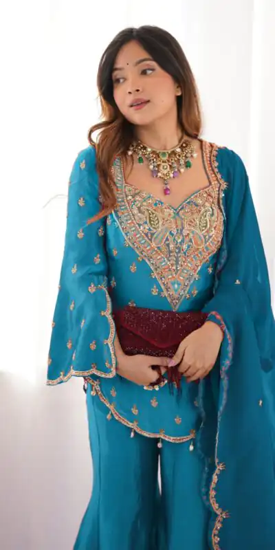 NSR 852 Blue Simar Silk With Embroidery Work with Full Sleeve Salwar Suit in . Now at just ₹2099. Delivery 4-6 Working Days. Shop n | Casual Suits, Jump Suits, Salwar suit, Creative suits, Designer Suits, Palazzo Suits, Party Wear Suits, Patiala Suits, Straight Suits