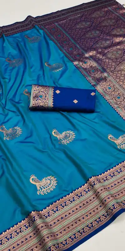MB Morni Blue in Soft Silk Zari Work & Lace Work Saree . Wedding, Party, Festive, Events, Grab it for ₹2099. Delivery 4-6 Working Days. Shop now. | Designer Sarees, Embroidered Sarees, Sarees, Bollywood Sarees, Creative Sarees, Ethnic Saree, Modern Digital sarees, Party Wear Sarees