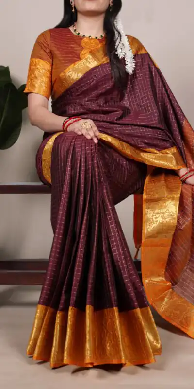YNF 7405 Brown Poly Cotton With Zari Work Saree . Wedding, Party, Festive, Events Now at just ₹1449. Delivery 4-6 Working Days. Shop now. | Designer Sarees, Embroidered Sarees, Sarees, Bollywood Sarees, Creative Sarees, Ethnic Saree, Modern Digital sarees, Party Wear Sarees