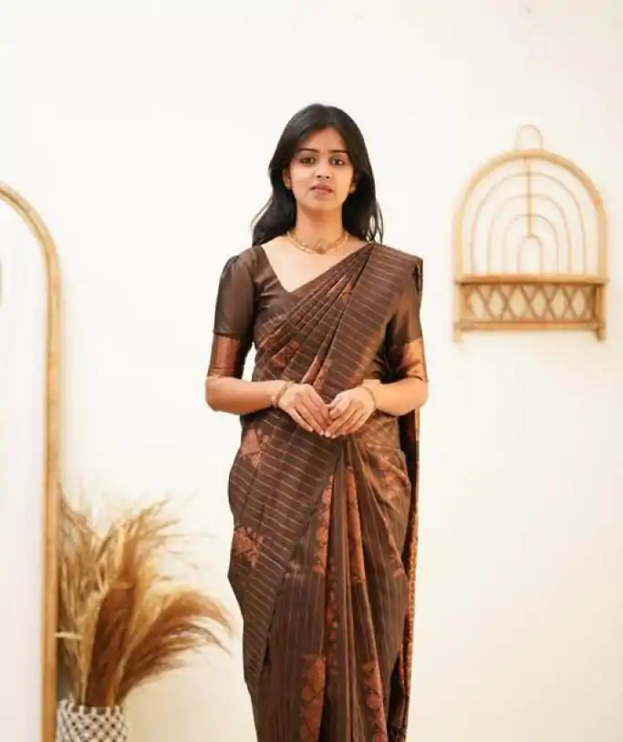 KP 5011 Brown in Collor Soft Lichi Silk Lace Work & Lace Border Saree . Get it for ₹1299. Delivery 4-6 Working Days. Shop now. | Designer Sarees, Embroidered Sarees, Sarees, Bollywood Sarees, Creative Sarees, Ethnic Saree, Modern Digital sarees, Party Wear Sarees