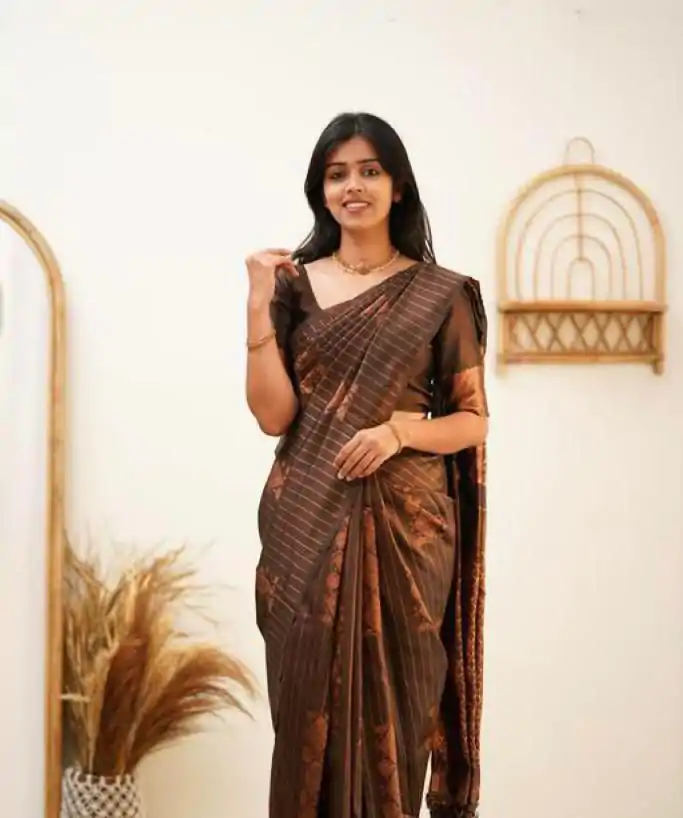 KP 5011 Brown in Collor Soft Lichi Silk Lace Work & Lace Border Saree . Get it for ₹1299. Delivery 4-6 Working Days. Shop now. | Designer Sarees, Embroidered Sarees, Sarees, Bollywood Sarees, Creative Sarees, Ethnic Saree, Modern Digital sarees, Party Wear Sarees