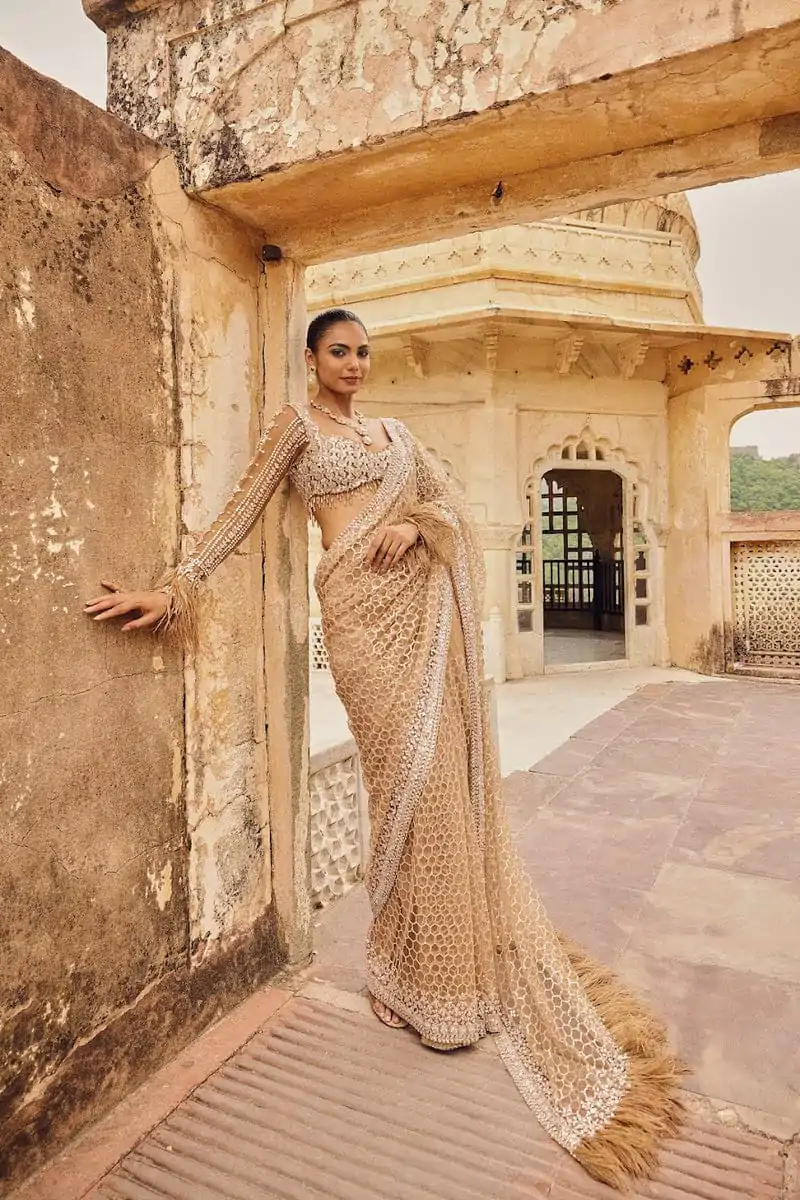 DF 3466 Cream Butterfly Net With Embroidery Work & Sequins Work Saree . Introductory Price ₹1799. Delivery 4-6 Working Days. Shop now. | Designer Sarees, Embroidered Sarees, Sarees, Bollywood Sarees, Creative Sarees, Ethnic Saree, Modern Digital sarees, Party Wear Sarees