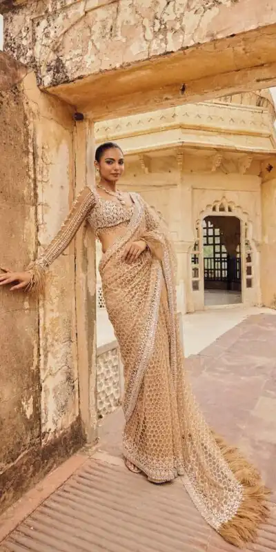 DF 3466 Cream Butterfly Net With Embroidery Work & Sequins Work Saree . Introductory Price ₹1799. Delivery 4-6 Working Days. Shop now. | Designer Sarees, Embroidered Sarees, Sarees, Bollywood Sarees, Creative Sarees, Ethnic Saree, Modern Digital sarees, Party Wear Sarees
