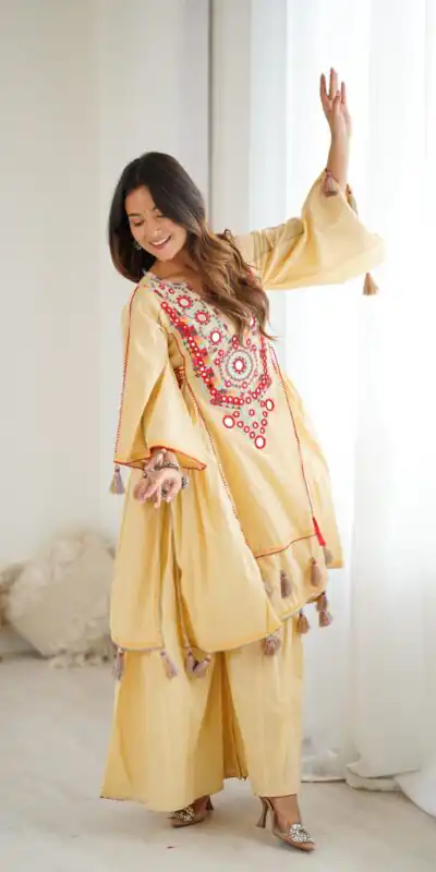 SRK 5286 Cream in Khadi Cotton Mirror Work & Embroidery Work Salwar Suit . Now at just ₹2099. Delivery 4-6 Working Days. Shop now. | Casual Suits, Jump Suits, Salwar suit, Creative suits, Designer Suits, Palazzo Suits, Party Wear Suits, Patiala Suits, Straight Suits