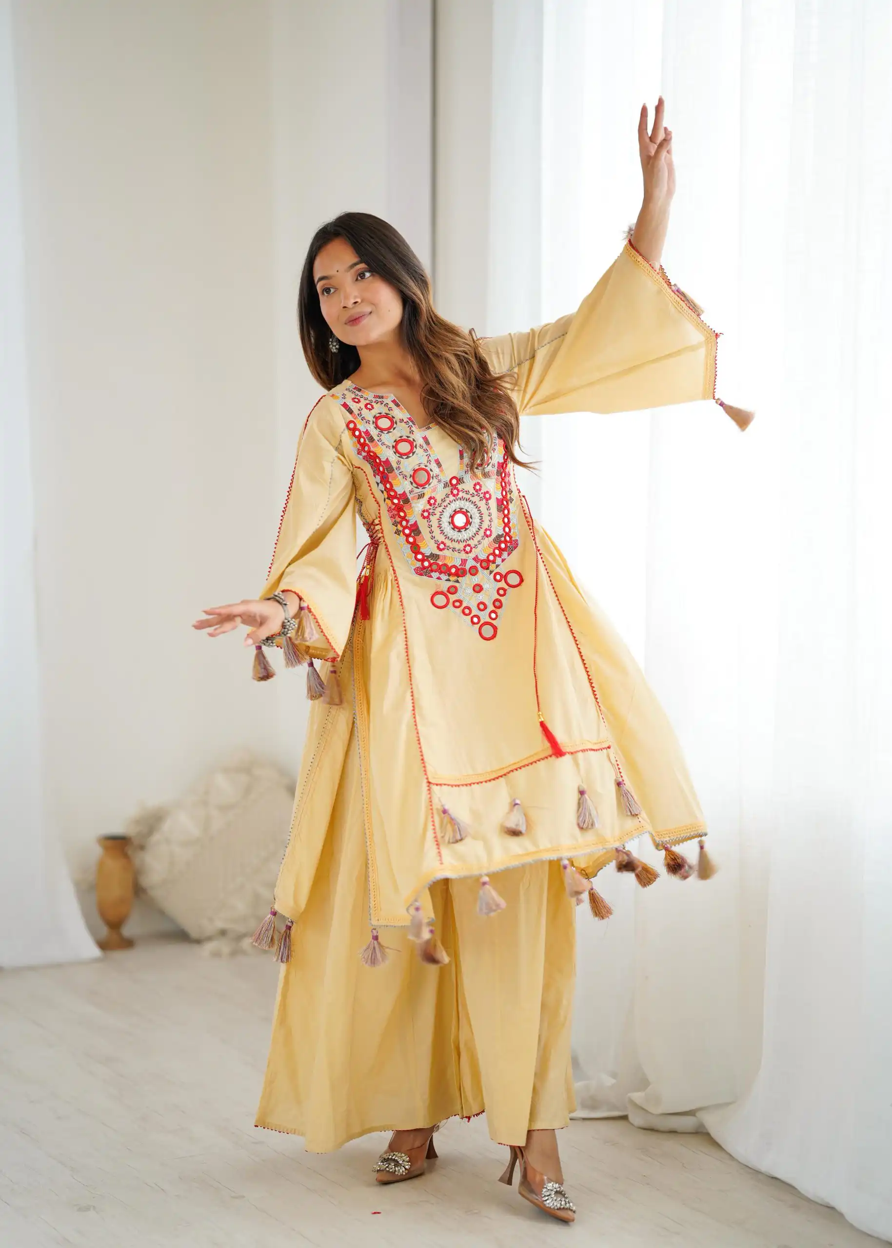 SRK 5286 Cream in Khadi Cotton Mirror Work & Embroidery Work Salwar Suit . Now at just ₹2099. Delivery 4-6 Working Days. Shop now. | Casual Suits, Jump Suits, Salwar suit, Creative suits, Designer Suits, Palazzo Suits, Party Wear Suits, Patiala Suits, Straight Suits