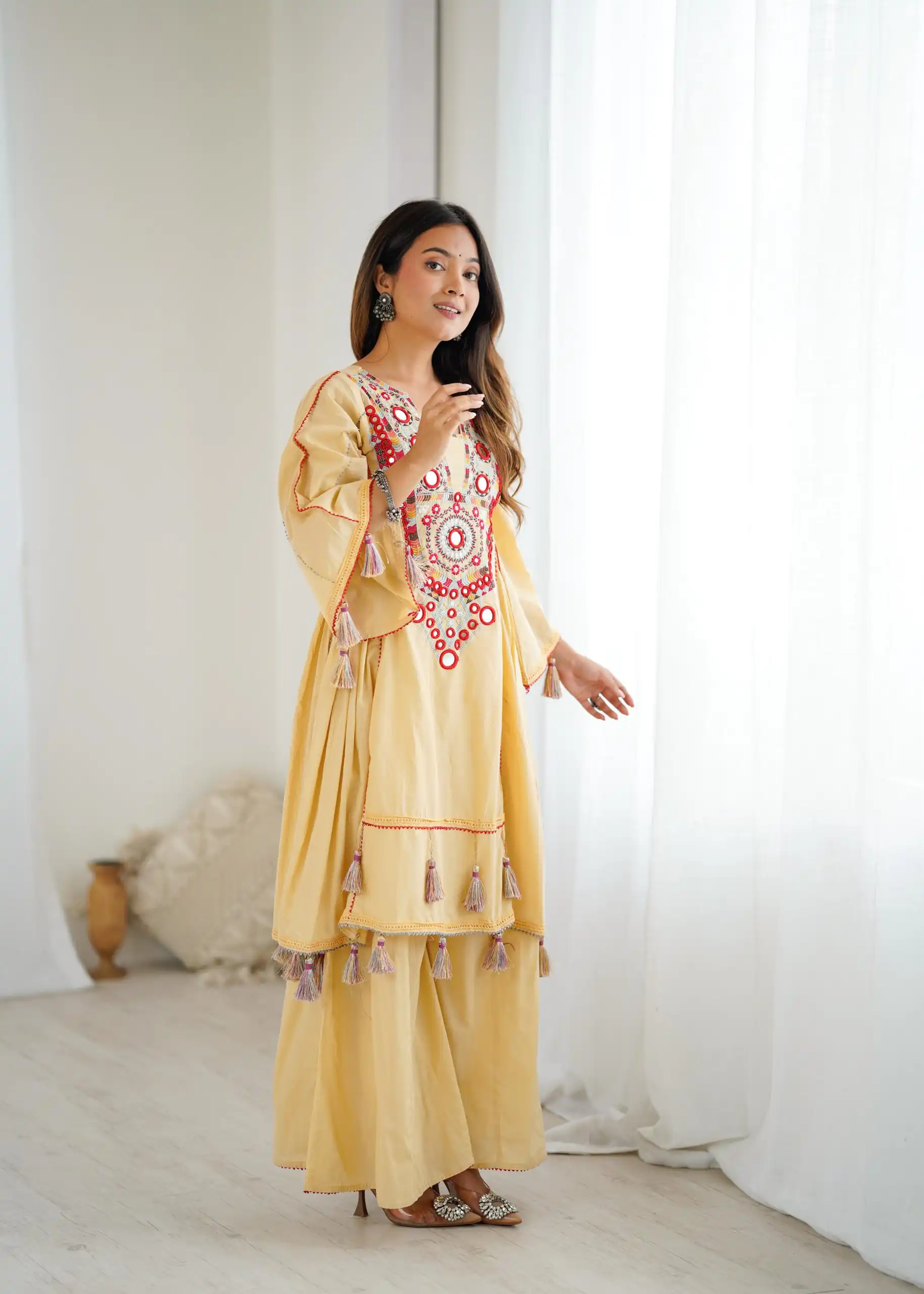 SRK 5286 Cream in Khadi Cotton Mirror Work & Embroidery Work Salwar Suit . Now at just ₹2099. Delivery 4-6 Working Days. Shop now. | Casual Suits, Jump Suits, Salwar suit, Creative suits, Designer Suits, Palazzo Suits, Party Wear Suits, Patiala Suits, Straight Suits