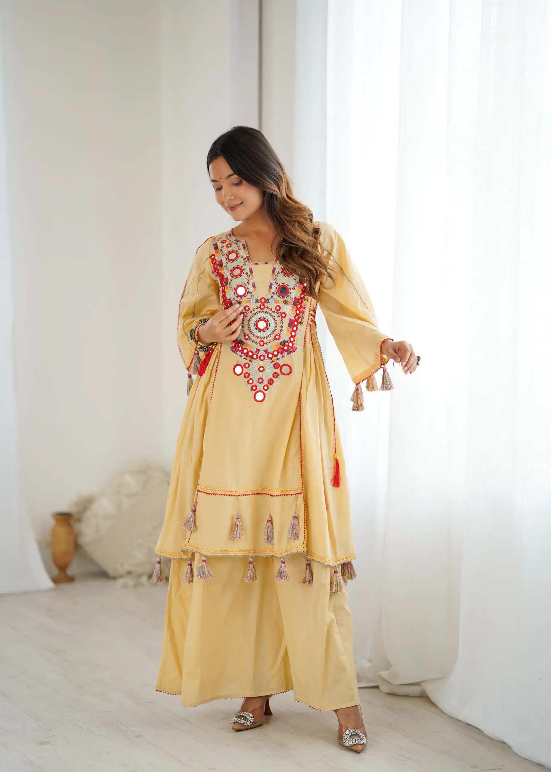 SRK 5286 Cream in Khadi Cotton Mirror Work & Embroidery Work Salwar Suit . Now at just ₹2099. Delivery 4-6 Working Days. Shop now. | Casual Suits, Jump Suits, Salwar suit, Creative suits, Designer Suits, Palazzo Suits, Party Wear Suits, Patiala Suits, Straight Suits
