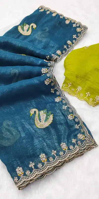 BT 1284 Firozi Crunchy Chiffon Saree Perfect for Wedding, Party, Ethnic Day, Ganesh Chaturthi, Sangeet . Best Price ₹1799. Delivery 4-6 Working Days | Designer Sarees, Embroidered Sarees, Sarees, Bollywood Sarees, Creative Sarees, Ethnic Saree, Modern Digital sarees, Party Wear Sarees