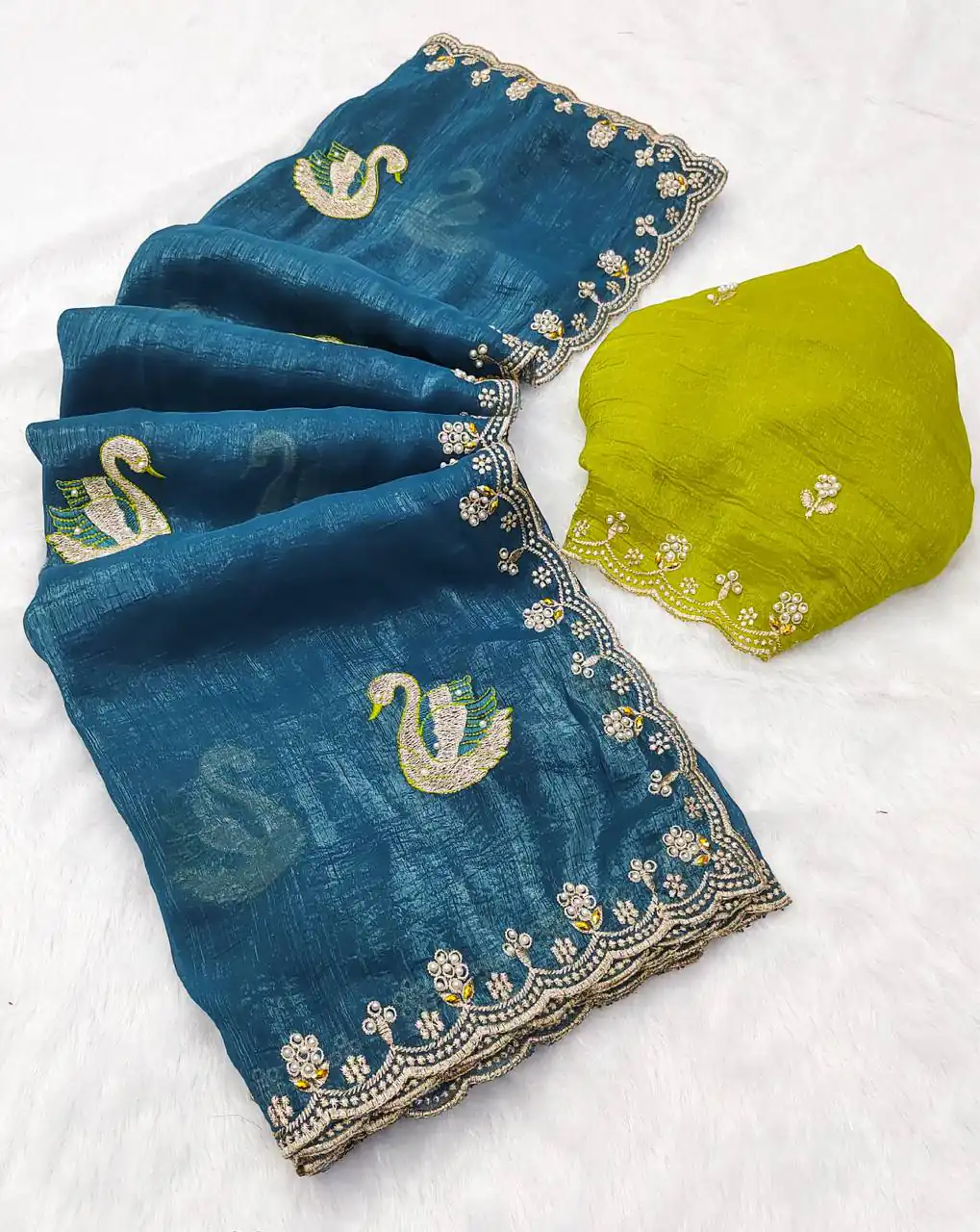 BT 1284 Firozi Crunchy Chiffon Saree Perfect for Wedding, Party, Ethnic Day, Ganesh Chaturthi, Sangeet . Best Price ₹1799. Delivery 4-6 Working Days | Designer Sarees, Embroidered Sarees, Sarees, Bollywood Sarees, Creative Sarees, Ethnic Saree, Modern Digital sarees, Party Wear Sarees