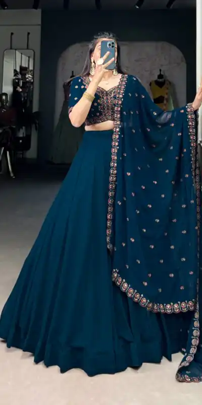 LNB 1416 Firozi Color Georgette Plain Lehenga Choli Wedding, Party, Festive, Events Etc. Delivery 4-6 Working Days Rs 3999 | Lehenga, Bollywood Lehenga, Creative Lehenga, Designer Lehenga, Embroidered Lehenga, Party Wear Lehenga