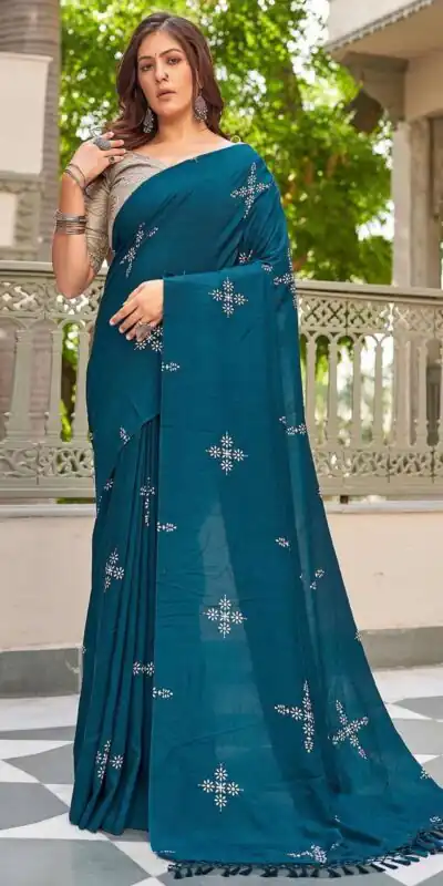 BT 1104 Firozi Natural silk with Thread Embroidery & Embroidery Work Saree . Now at just ₹1549. Delivery 4-6 Working Days. Shop now. | Designer Sarees, Embroidered Sarees, Sarees, Bollywood Sarees, Creative Sarees, Ethnic Saree, Modern Digital sarees, Party Wear Sarees