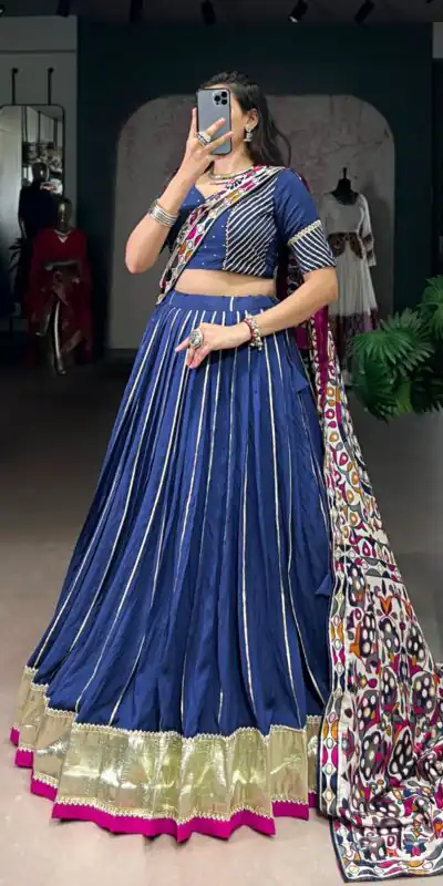 LNB 1658 Firozi Pure Chanderi with Zari Work & Gotta Patti Work Lehenga Choli . Introductory Price ₹3199. Delivery 4-6 Working Days. Shop now. | Lehenga, Bollywood Lehenga, Creative Lehenga, Designer Lehenga, Embroidered Lehenga, Party Wear Lehenga