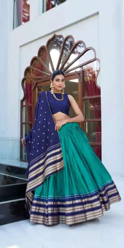 LNB 1908 Firozi in Pure Chanderi Zari Work & Lace Work Lehenga Choli . Special Price ₹2099. Delivery 4-6 Working Days. Shop now. | Lehenga, Bollywood Lehenga, Creative Lehenga, Designer Lehenga, Embroidered Lehenga, Party Wear Lehenga