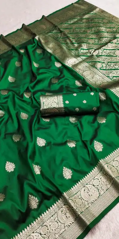 MB 3284 Green Soft Banarasi Cotton Silk Saree Perfect for Wedding, Party, Eid, Traditional Day, Haldi –. Get it for ₹1899. Delivery 4-6 Working Days. | Designer Sarees, Embroidered Sarees, Sarees, Bollywood Sarees, Creative Sarees, Ethnic Saree, Modern Digital sarees, Party Wear Sarees