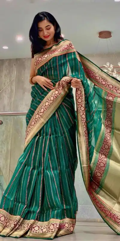 KP 6021 Green Soft Lichi Silk Cloth. With Lace Work & Lace Border Saree . Grab it for ₹1449. Delivery 4-6 Working Days. Shop now. | Designer Sarees, Embroidered Sarees, Sarees, Bollywood Sarees, Creative Sarees, Ethnic Saree, Modern Digital sarees, Party Wear Sarees