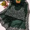 BT 12 Green Soft Star Georgette Silk with Embroidery Work & Mirror Work Saree . Exclusive Offer ₹1999. Delivery 4-6 Working Days. Shop now. | Designer Sarees, Embroidered Sarees, Sarees, Bollywood Sarees, Creative Sarees, Ethnic Saree, Modern Digital sarees, Party Wear Sarees
