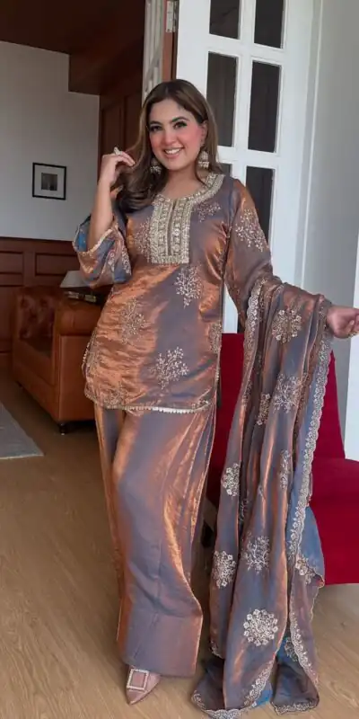 SSR 527 Grey Fendy Silk With Embroidery Work Salwar Suit in Embroidery Sequence Work. Exclusive Offer ₹2099. Delivery 4-6 Working Days | Jump Suits, Salwar suit, Casual Suits, Creative suits, Designer Suits, Palazzo Suits, Party Wear Suits, Patiala Suits, Straight Suits