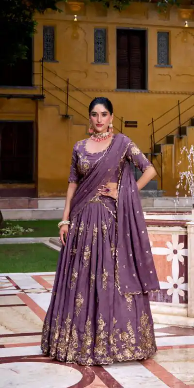 LNB 1451 Lavender Chocolate Crush with Embroidery Work & Sequins Work Lehenga Choli . Get it for ₹3499. Delivery 4-6 Working Days. Shop now. | Lehenga, Bollywood Lehenga, Creative Lehenga, Designer Lehenga, Embroidered Lehenga, Party Wear Lehenga