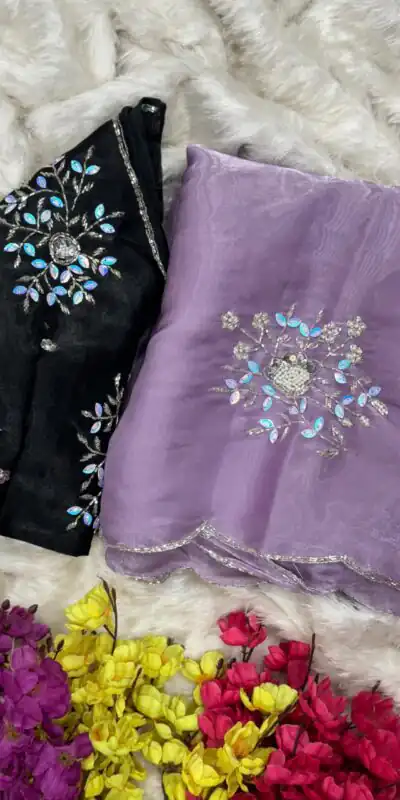 AC JIYA Lavender Soft Jimmy Chuu with Lace Border & Lace Work Saree . Available at ₹3049 only. Delivery 4-6 Working Days. Shop now. | Designer Sarees, Embroidered Sarees, Sarees, Bollywood Sarees, Creative Sarees, Ethnic Saree, Modern Digital sarees, Party Wear Sarees