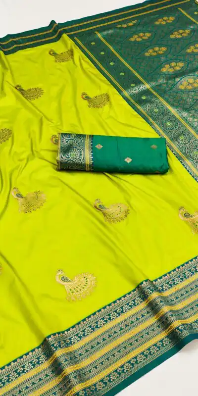 MB Morni Lemon Yellow in Soft Silk Zari Work & Lace Work Saree . Wedding, Party, Festive, Events, Grab it for ₹2099. Delivery 4-6 Working Days. Shop now. | Designer Sarees, Embroidered Sarees, Sarees, Bollywood Sarees, Creative Sarees, Ethnic Saree, Modern Digital sarees, Party Wear Sarees