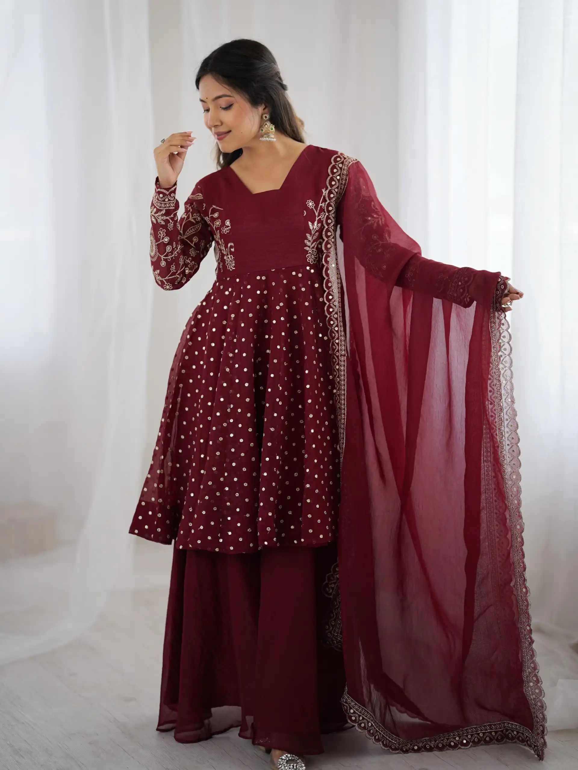 ZSR 3134 Maroon Crunchy Silk Salwar Suit Perfect for Wedding, Party, Sangeet, Anniversary, Housewarming Introductory Price ₹2399. Delivery 4-6 | Casual Suits, Jump Suits, Salwar suit, Creative suits, Designer Suits, Palazzo Suits, Party Wear Suits, Patiala Suits, Straight Suits