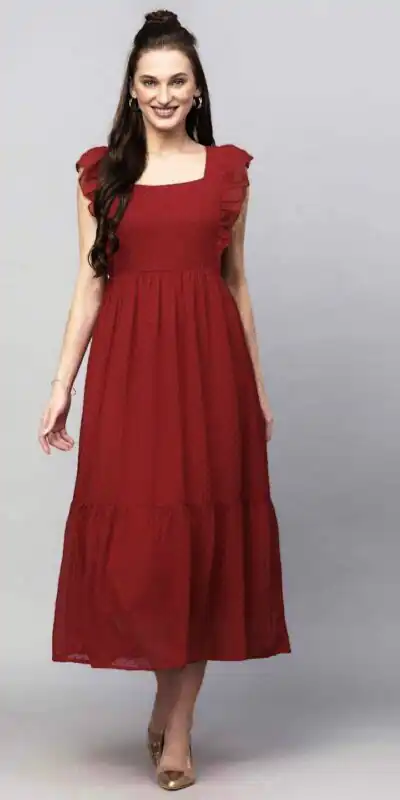 INLI Trendy Maroon in Georgette Butti Designer Gown . Wedding, Party, Festive Affordable Price ₹1399. Delivery 4-6 Working Days. Shop now. | Gowns, Bollywood Gowns, Creative Gowns, Designer Gowns, Embroidered Gowns, Party Wear Gowns