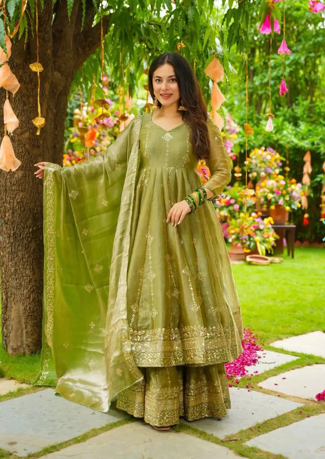 SSR 526 Mehandi Crunchy Silk With Heavy Embroidery Sequence Work With Fully Flair Salwar Suit Wedding, Party, Festive, Events, Now at just ₹2399. Delivery 4 | Casual Suits, Jump Suits, Tops & Bottoms, Track Suits, Salwar suit, Creative suits, Designer Suits, Palazzo Suits, Party Wear Suits, Patiala Suits, Straight Suits, Trendy Wear