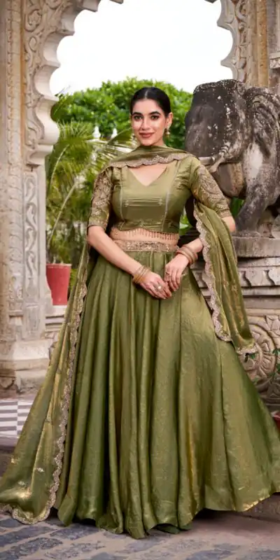 LNB 1440 Mehendi Fendi Sequins Work & Embroidery Work Lehenga Choli in . Introductory Price ₹2999. Delivery 4-6 Working Days. Shop now. | Lehenga, Bollywood Lehenga, Creative Lehenga, Designer Lehenga, Embroidered Lehenga, Party Wear Lehenga